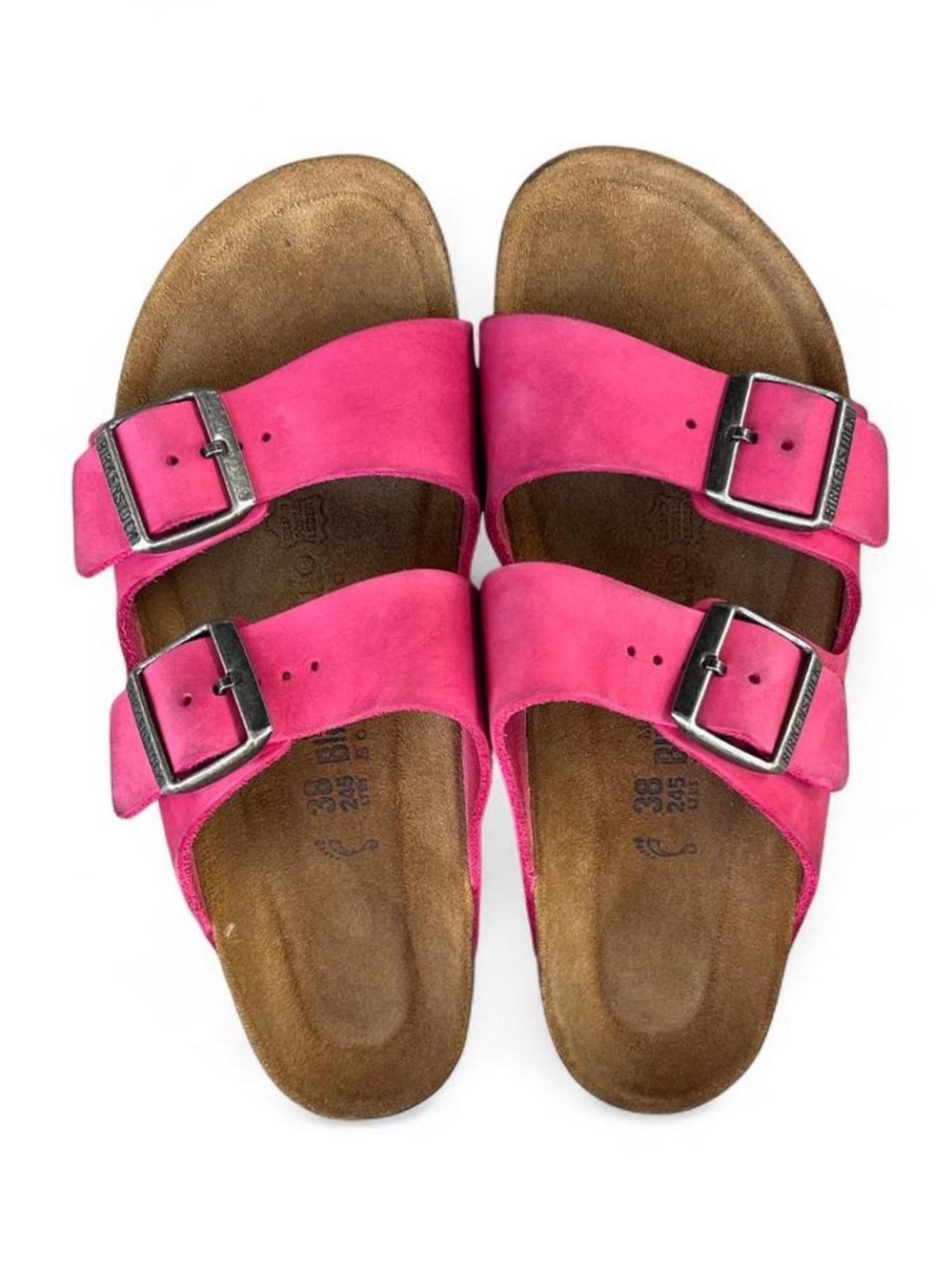 Birkenstock Arizona Festive Fuchsia Leather Soft Footbed Sandals EU 38 US 7 N